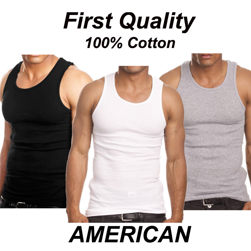 3 to 12 Packs Mens 100% Cotton Tank Top A-Shirt Wife Beater Undershirt Lot