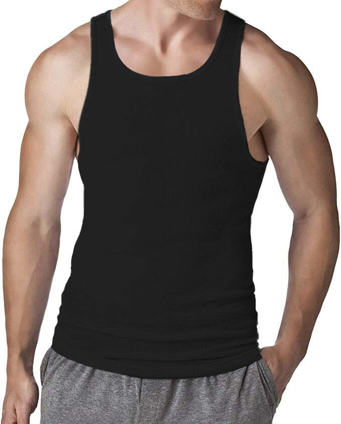 Men Big and Tall Muscle Ribbed Undershirts Tank Tops Underwear A-shirts 6 Pack