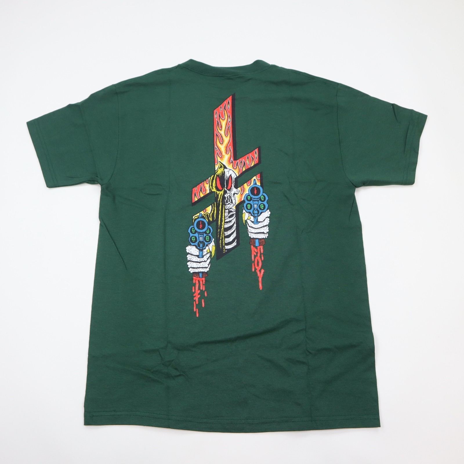 Deathwish Revenge T-Shirt Mens Medium Forest Green Skull Graphic Skate NEW