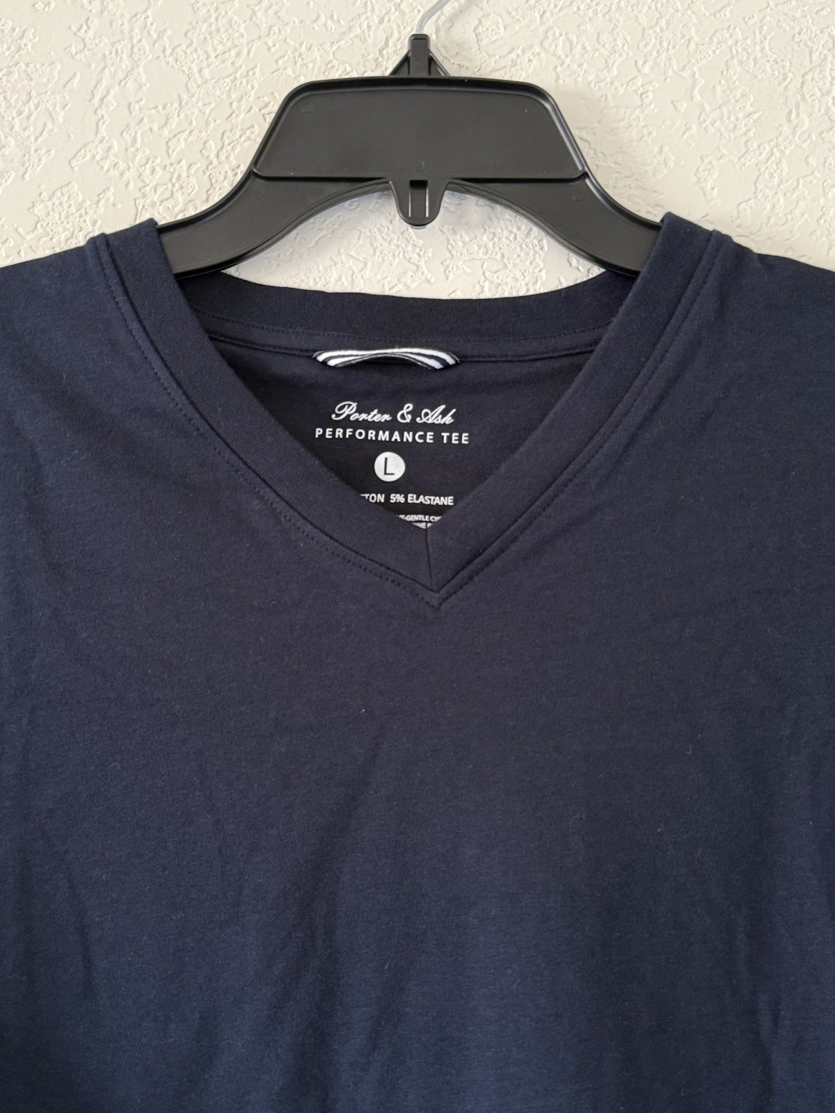 Porter & Ash Mens Large Navy Performance T-Shirt Stretch Soft Comfort Essentials