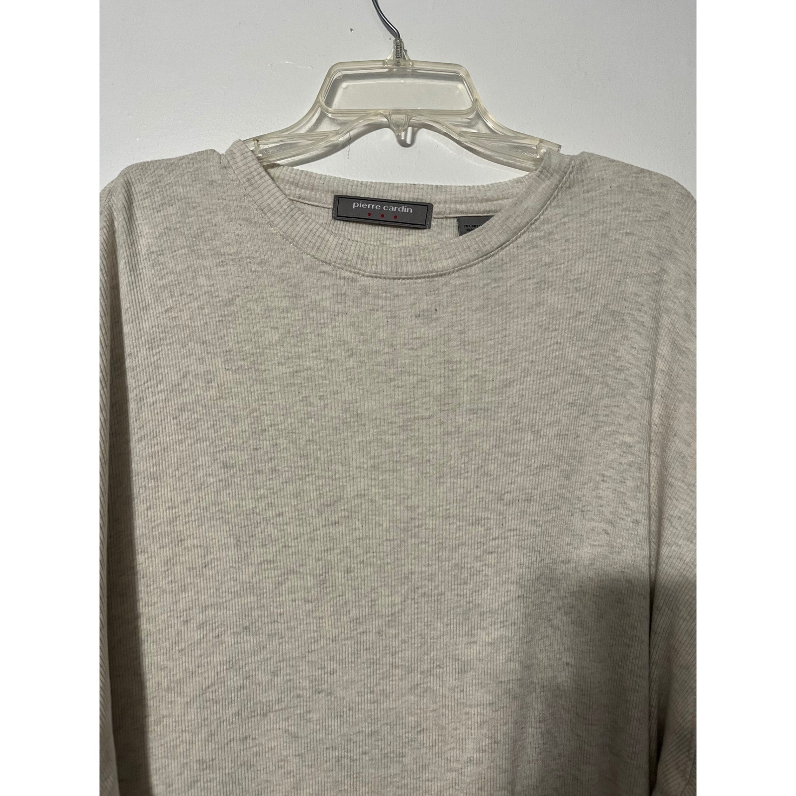 Pierre Cardin Mens XL Oatmeal Heather Ribbed Knit Short Sleeve Shirt 615524
