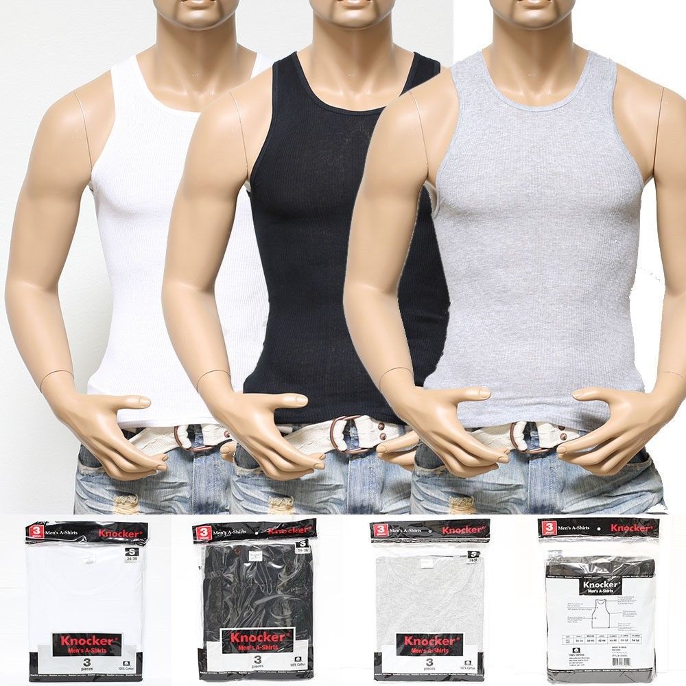 3 & 6 PACK Men Tank Top Shirts Cotton A-Shirt Wife Beater Ribbed GYM Undershirt