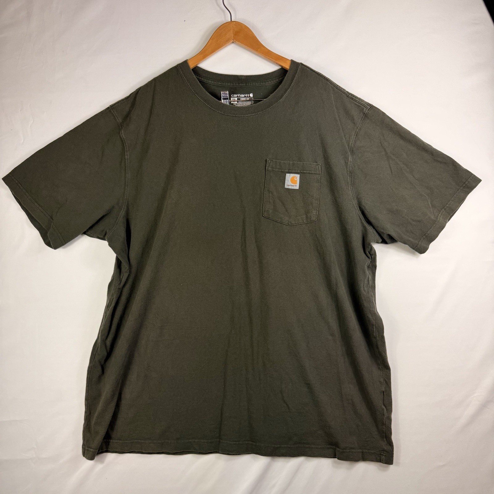 Carhartt T-Shirt Men’s 2XL Tall Loose Fit Gray Short Sleeve Pocket 100% Cotton