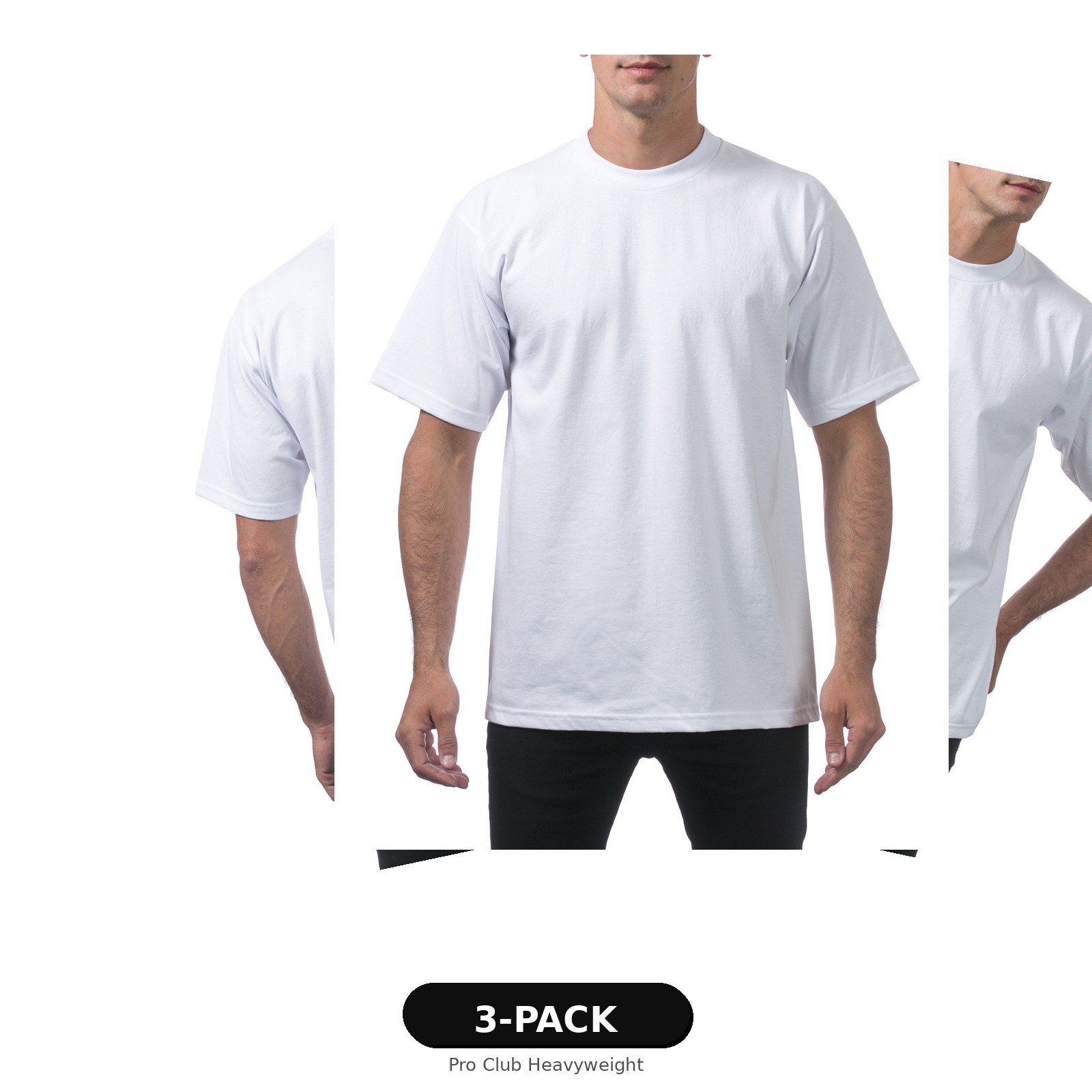 3 Pack Pro Club Heavyweight T-Shirt Crew Neck Cotton Tee S M LXL 2XL White Black