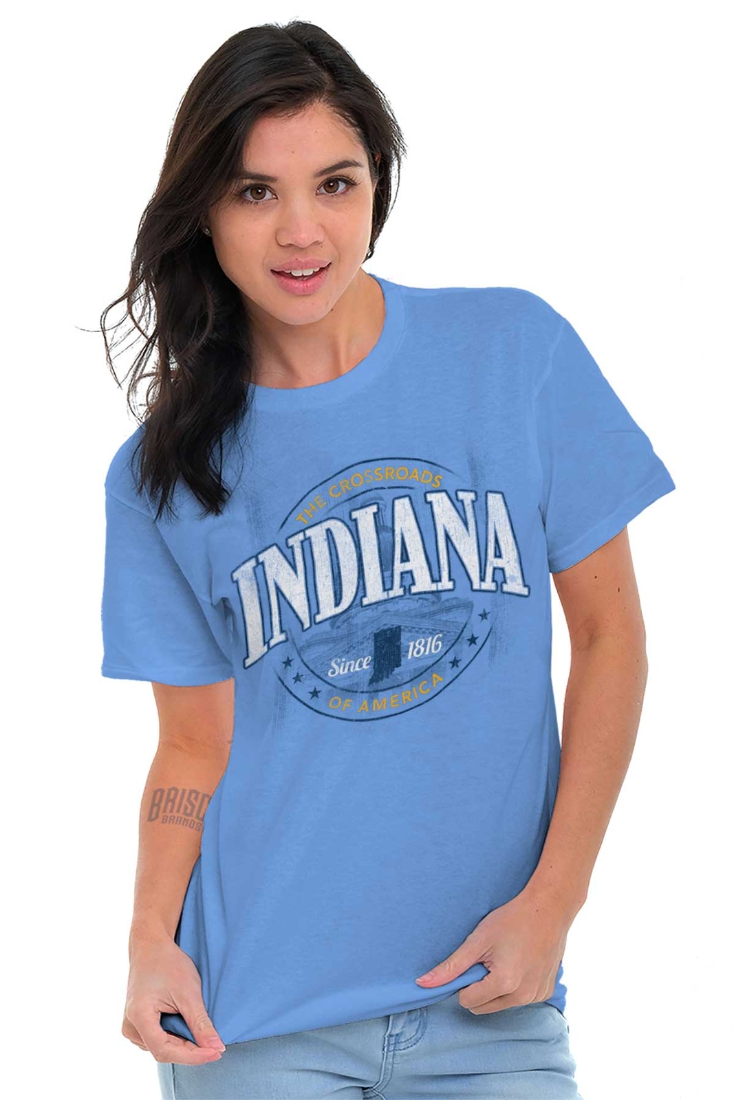 Indiana Hoosier State Crossroads Of America Adult Short Sleeve Crewneck Tee