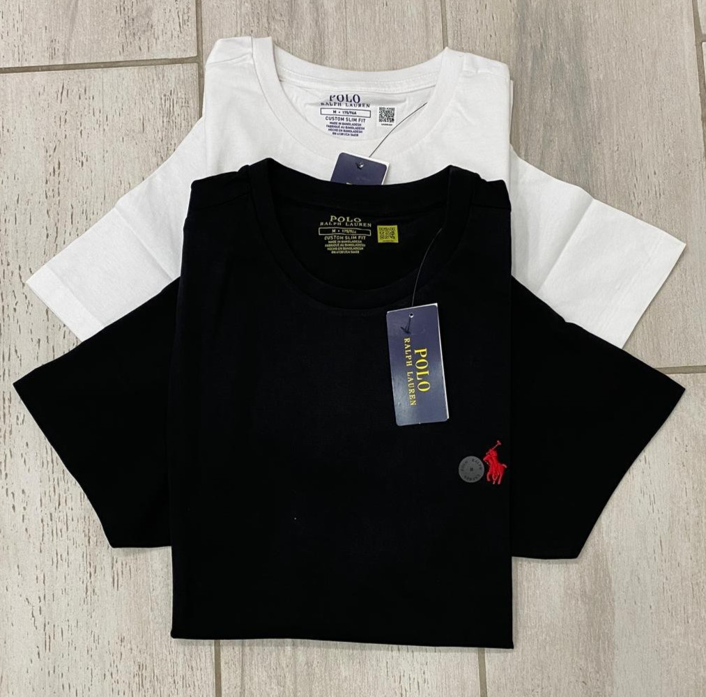Polo Ralph Lauren Men’s Custom Slim Fit Crewneck T-Shirt Black & White -S-XXL