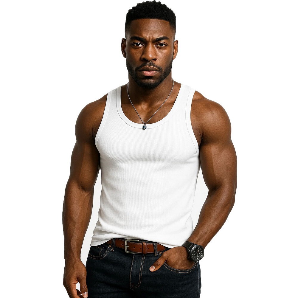 1 3 Packs White Men 100% Cotton Ribbed Tank Top A-Shirt Wife Beater Undershirts