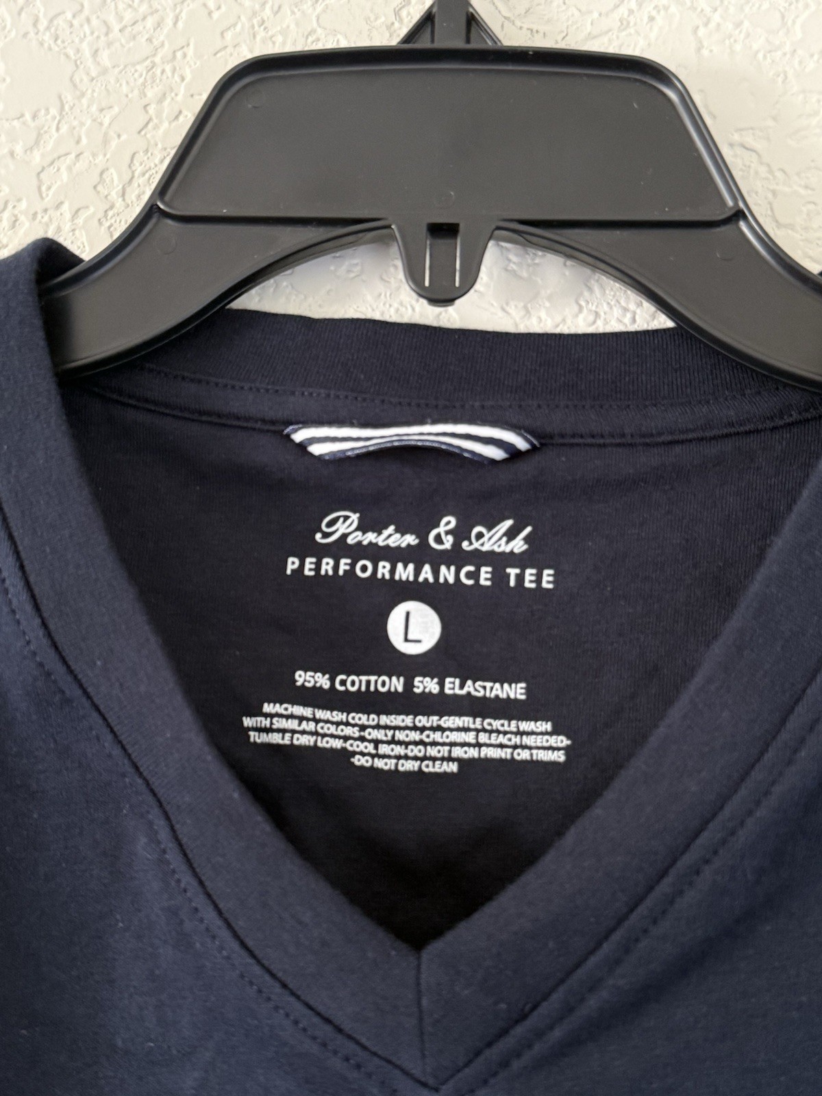 Porter & Ash Mens Large Navy Performance T-Shirt Stretch Soft Comfort Essentials