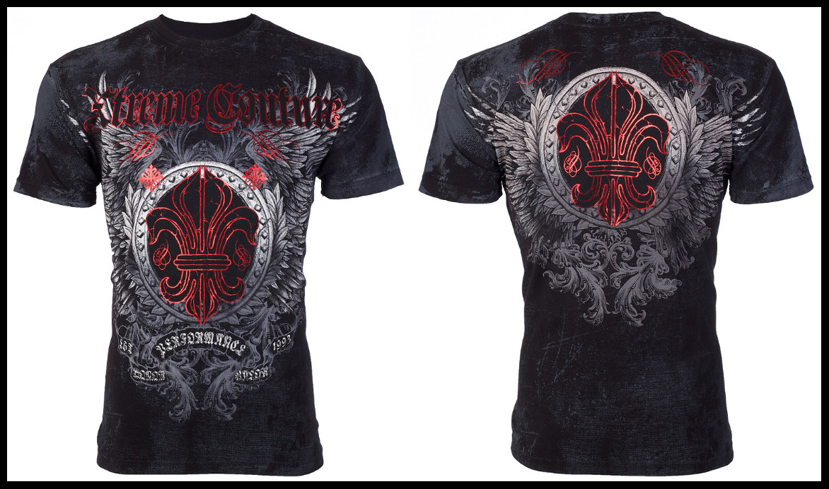 XTREME COUTURE by AFFLICTION Black ROYAL FAMILY Short Sleeve Slim Fit T-shirt