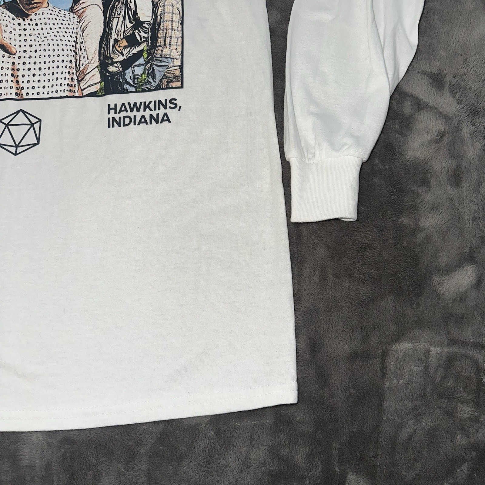 NWT Stranger Things Shirt Mens Sz M White Long Sleeve Hot Topic Hawkins Indiana