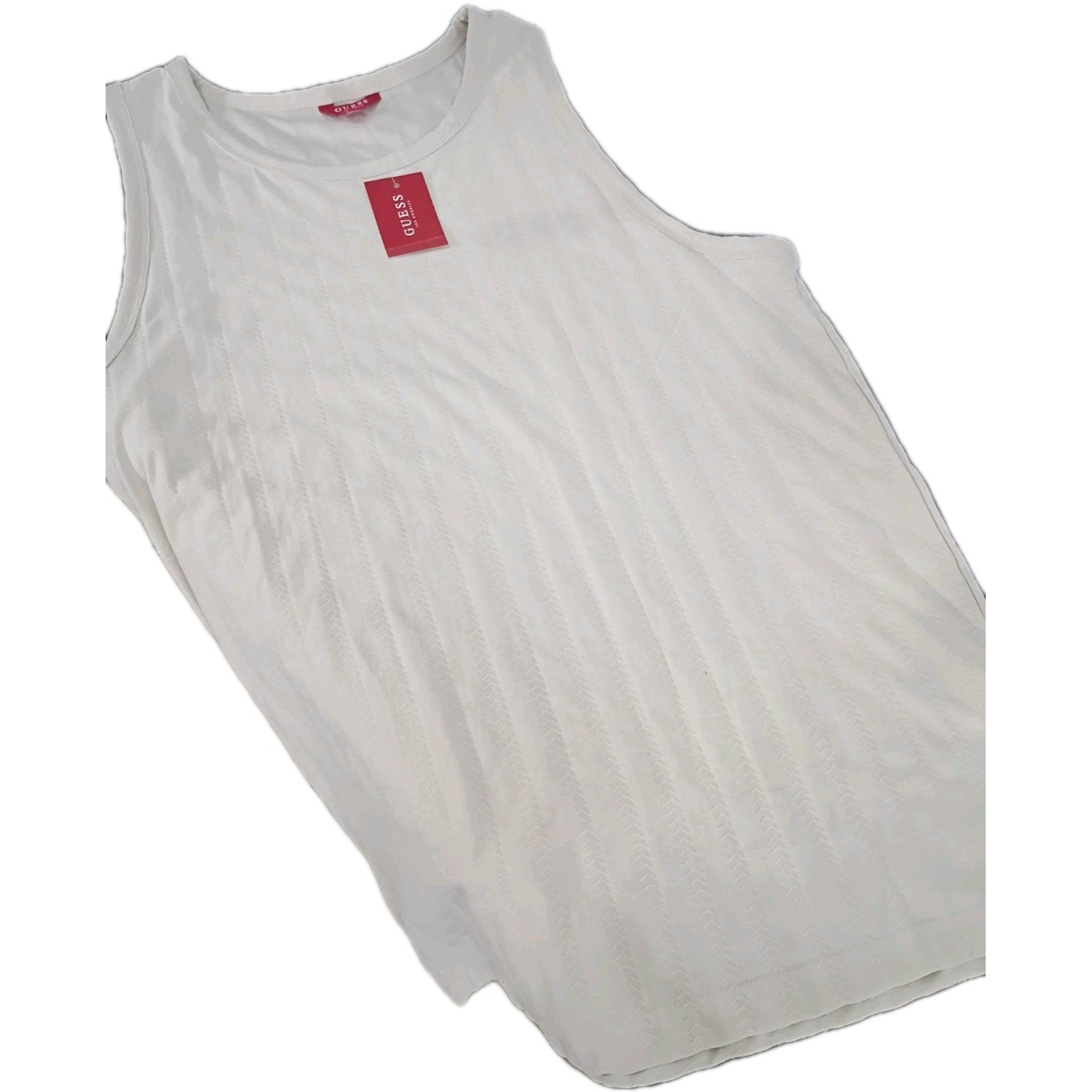 Guess Los Angeles Brand Men Tagless Tank Top T-Shirt Summer Size Large Cream