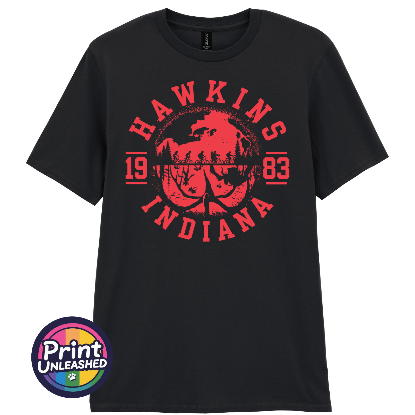 Hawkins Indiana 1983 T-Shirt Stranger Fan Top Vibrant Graphic Tee Kid Teen Adult